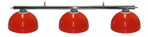 Pool Table Lighting with Chrome Bar and 3 Deluxe Red